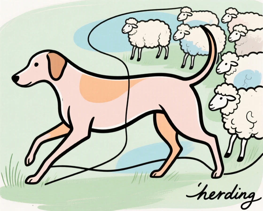 A shepherd dog herding sheep