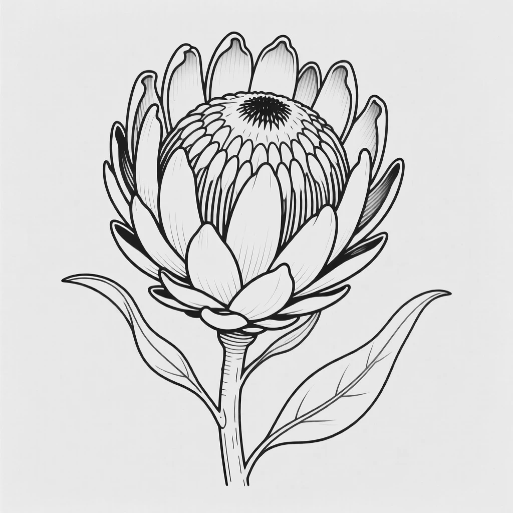 A single protea flower with its distinctive layered bloom