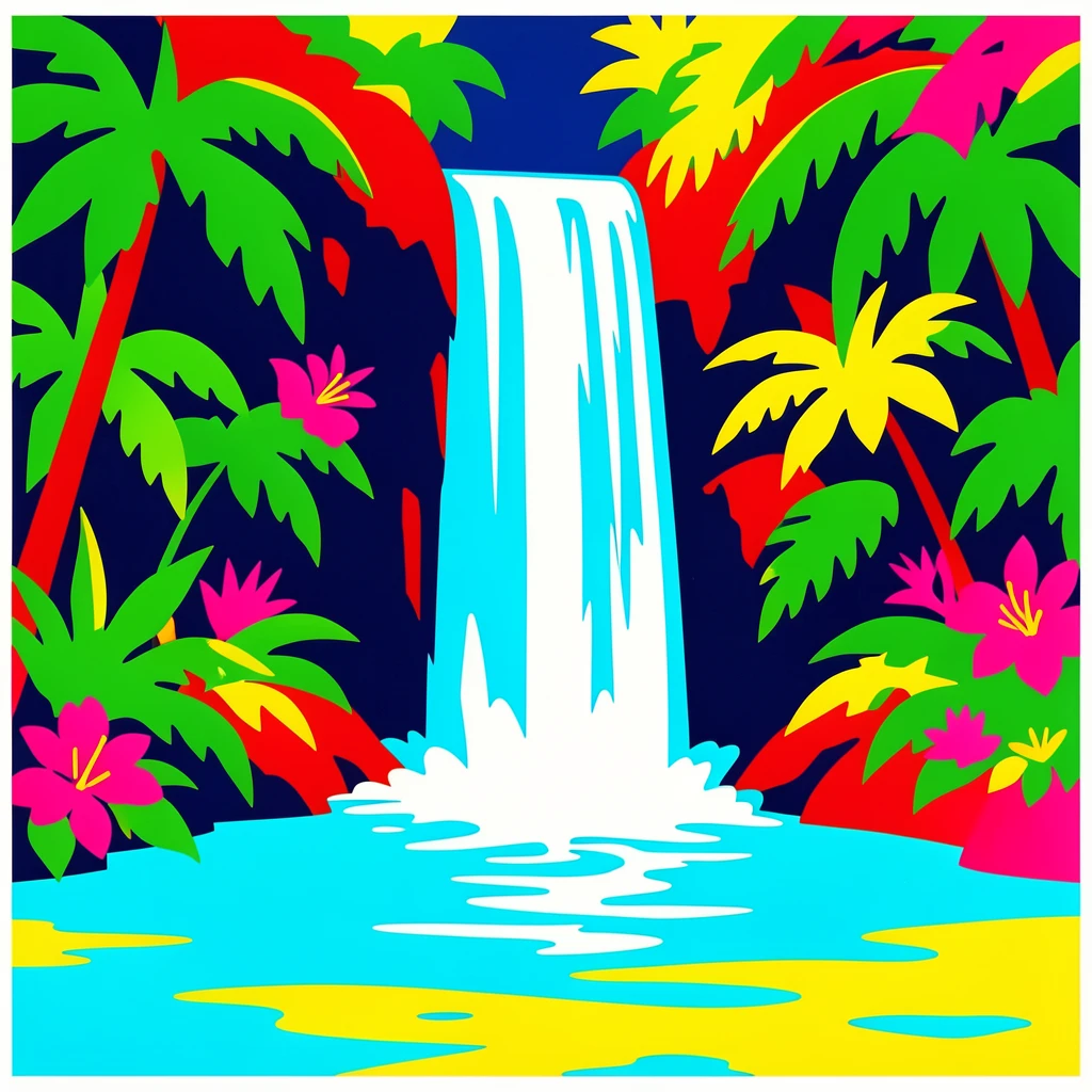 Tropical waterfall cascading into a jungle pool