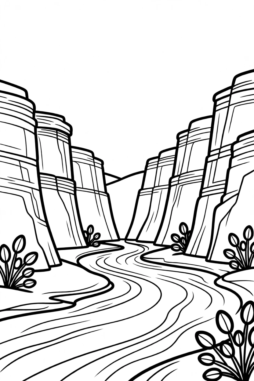 A river winding through a canyon with rocky cliffs