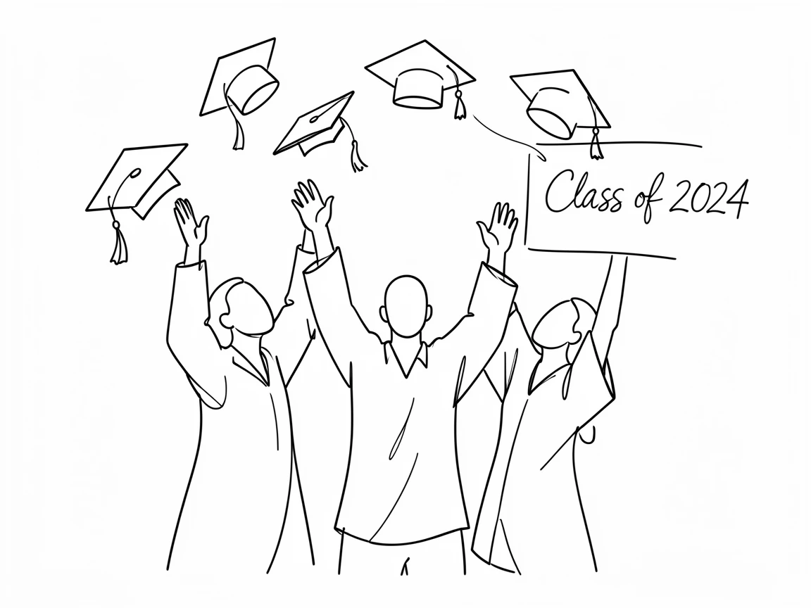 A group of graduates tossing their caps into the air together