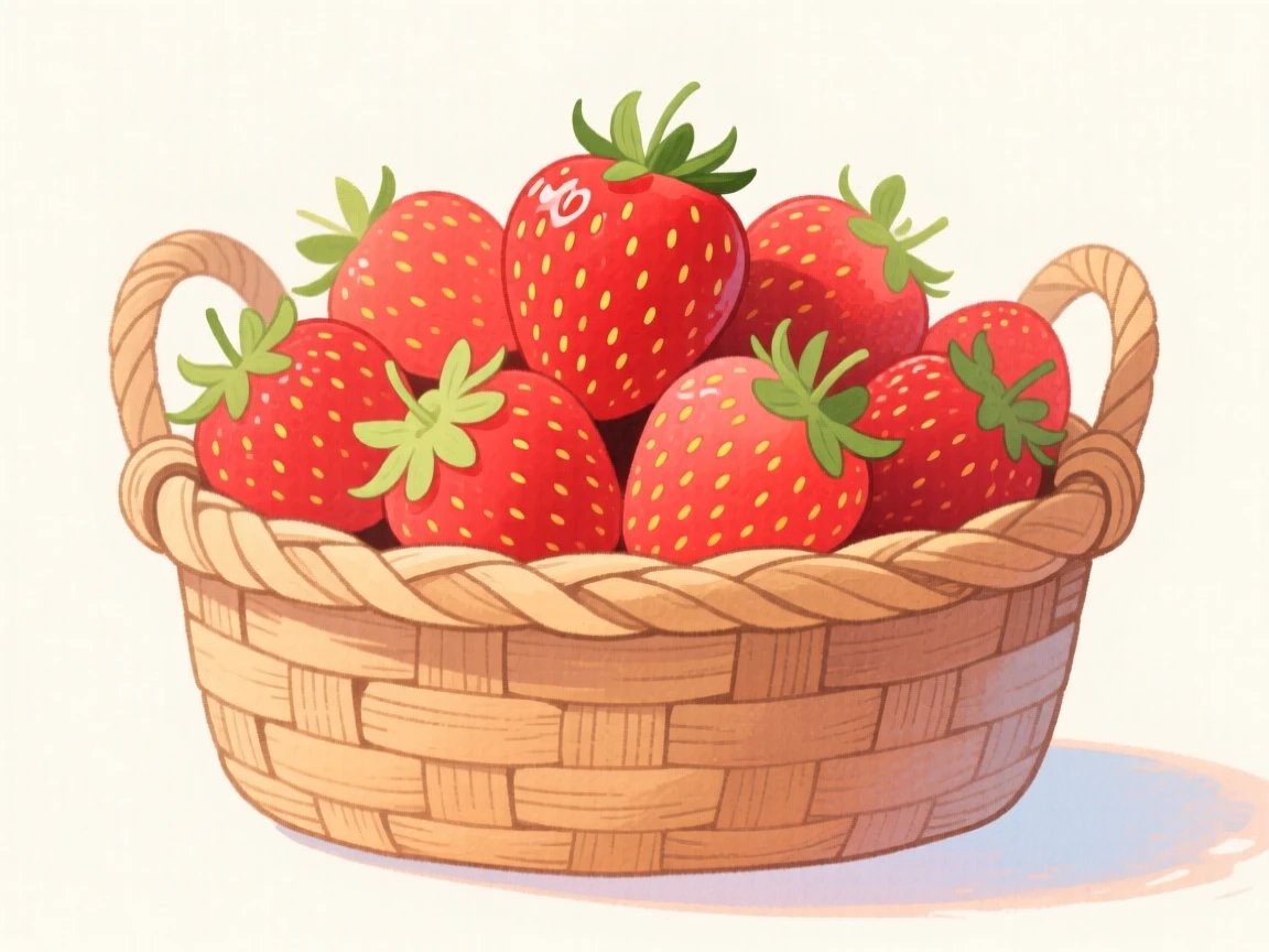 A close-up of a basket overflowing with ripe strawberries.