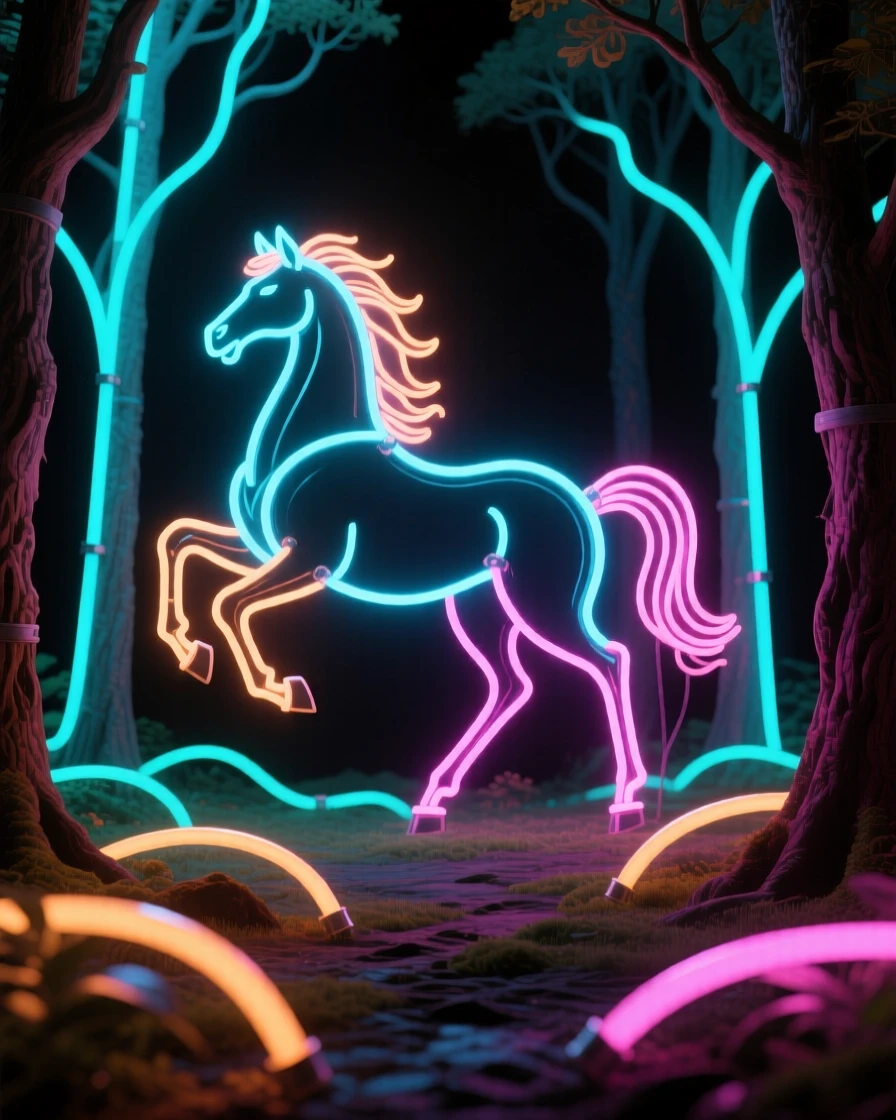 A centaur galloping through an ancient forest clearing.