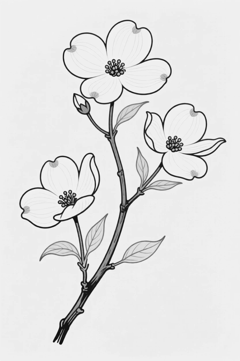 A branch of dogwood blossoms in early spring