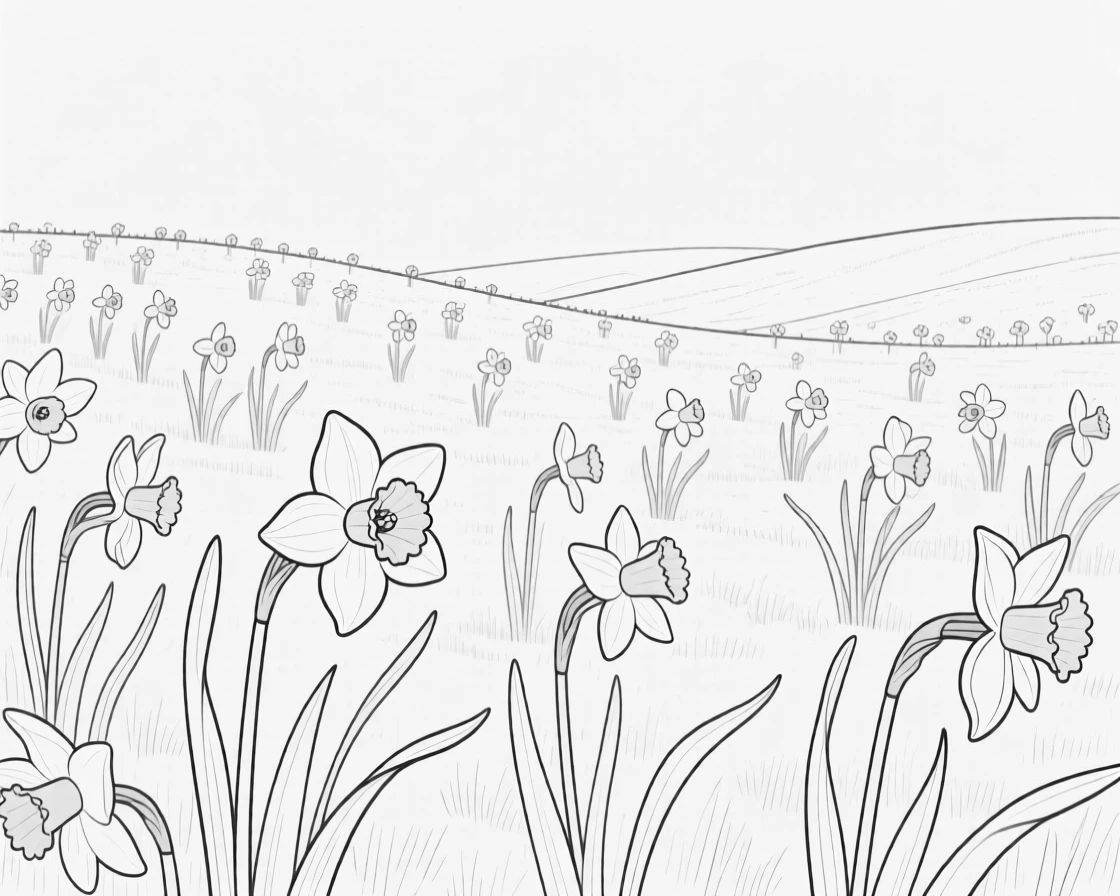 A field of daffodils announcing the arrival of spring