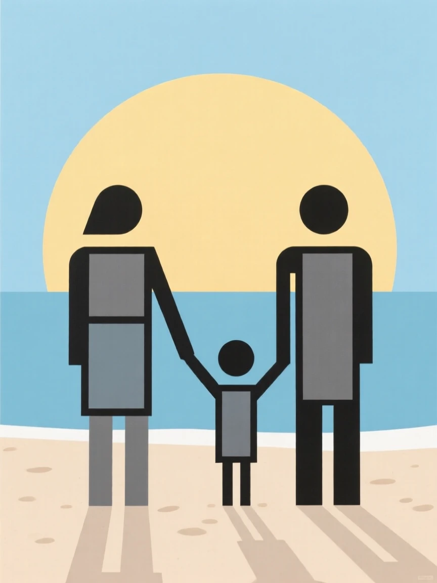 A family enjoying a beach vacation together
