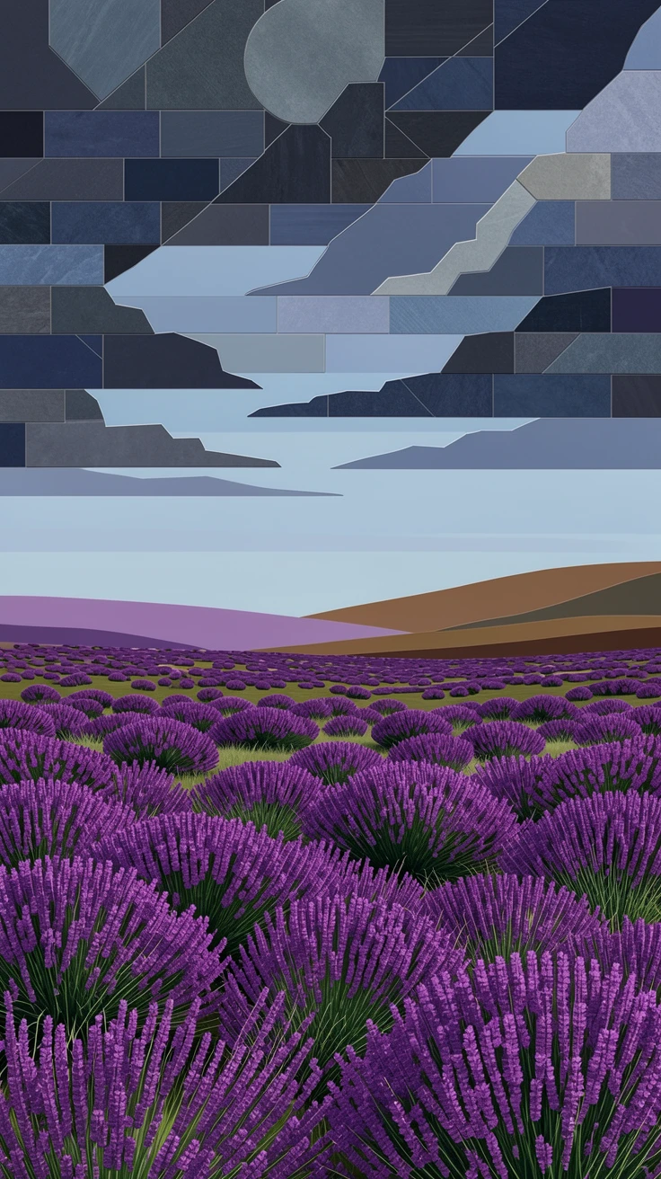 A wide panoramic view of a highland moor covered in purple heather beneath a moody sky, with dramatic clouds and rich natural color.