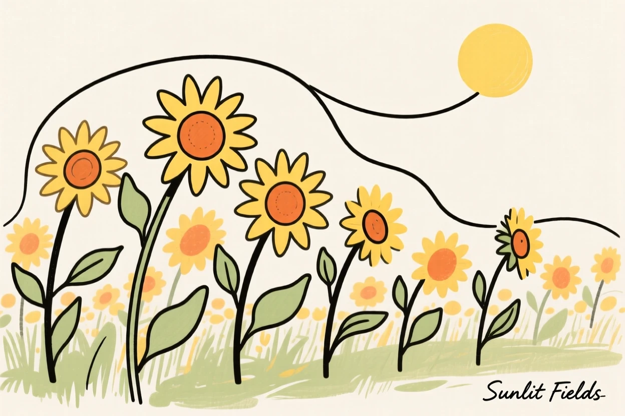 A field of sunflowers facing the sun