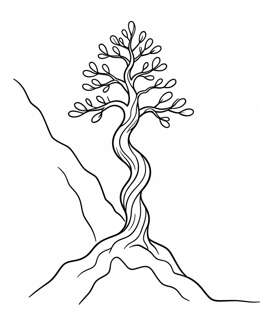 A twisted bristlecone pine clinging to a rocky mountainside