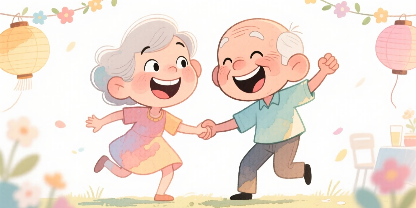 Two lifelong best friends dancing together at an outdoor summer party