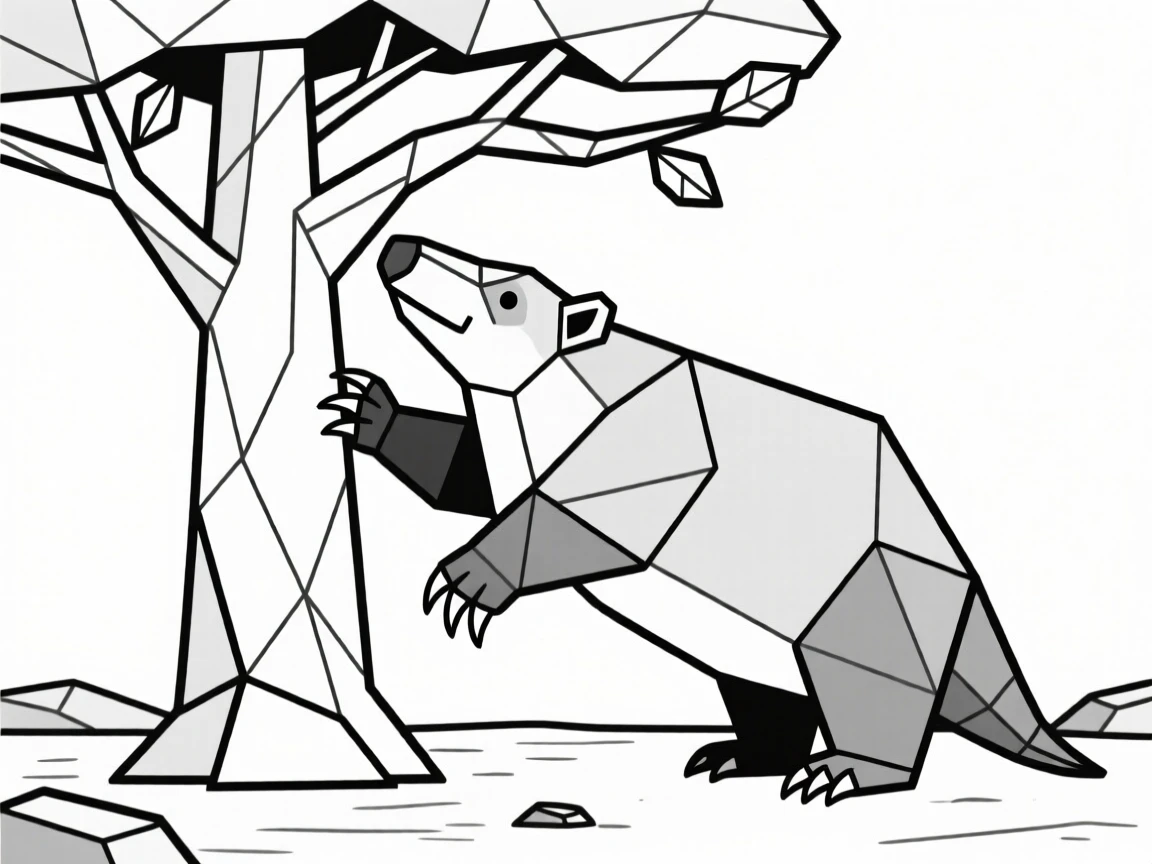 A giant ground sloth reaching into a prehistoric tree