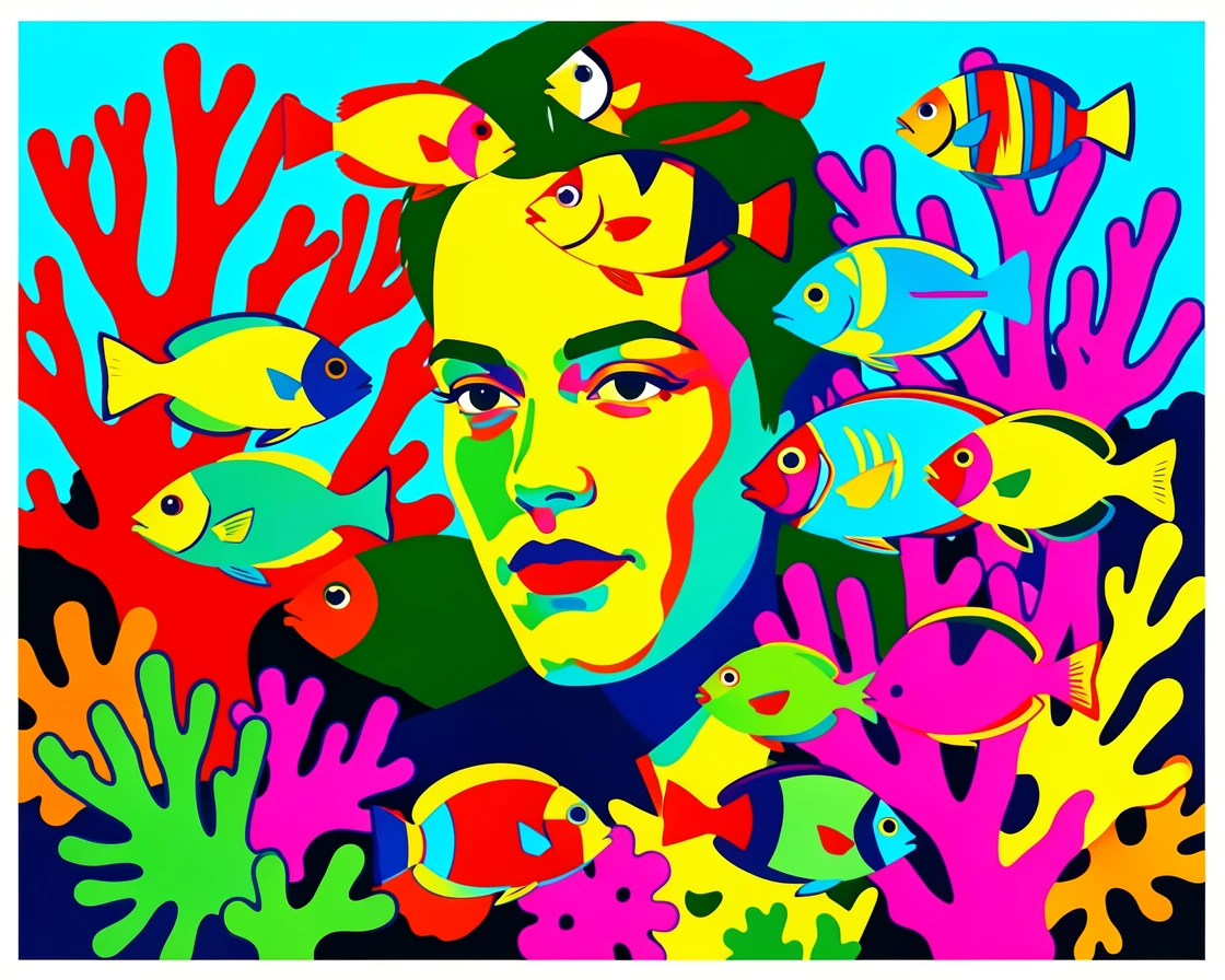 Coral reef teeming with tropical fish