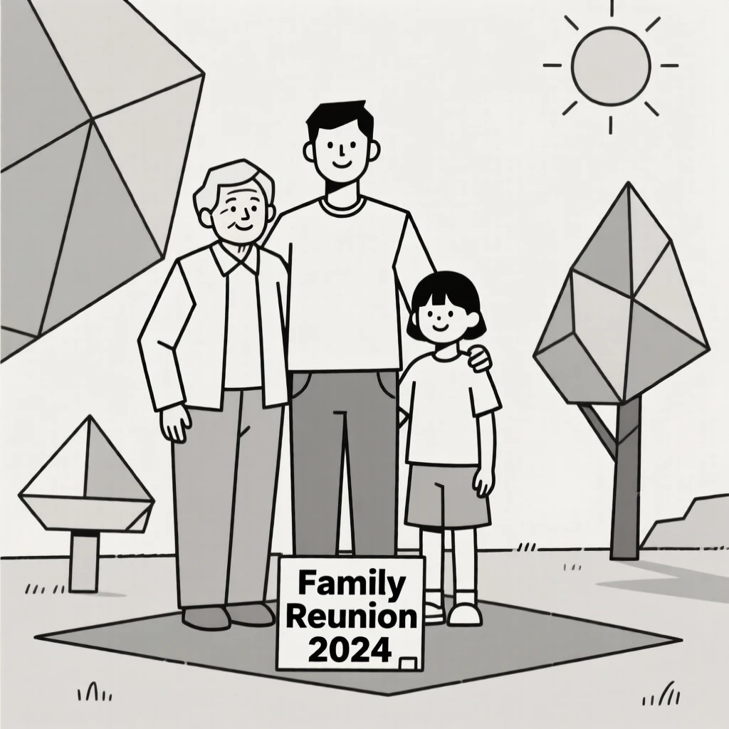 Three generations of a family posing together outdoors