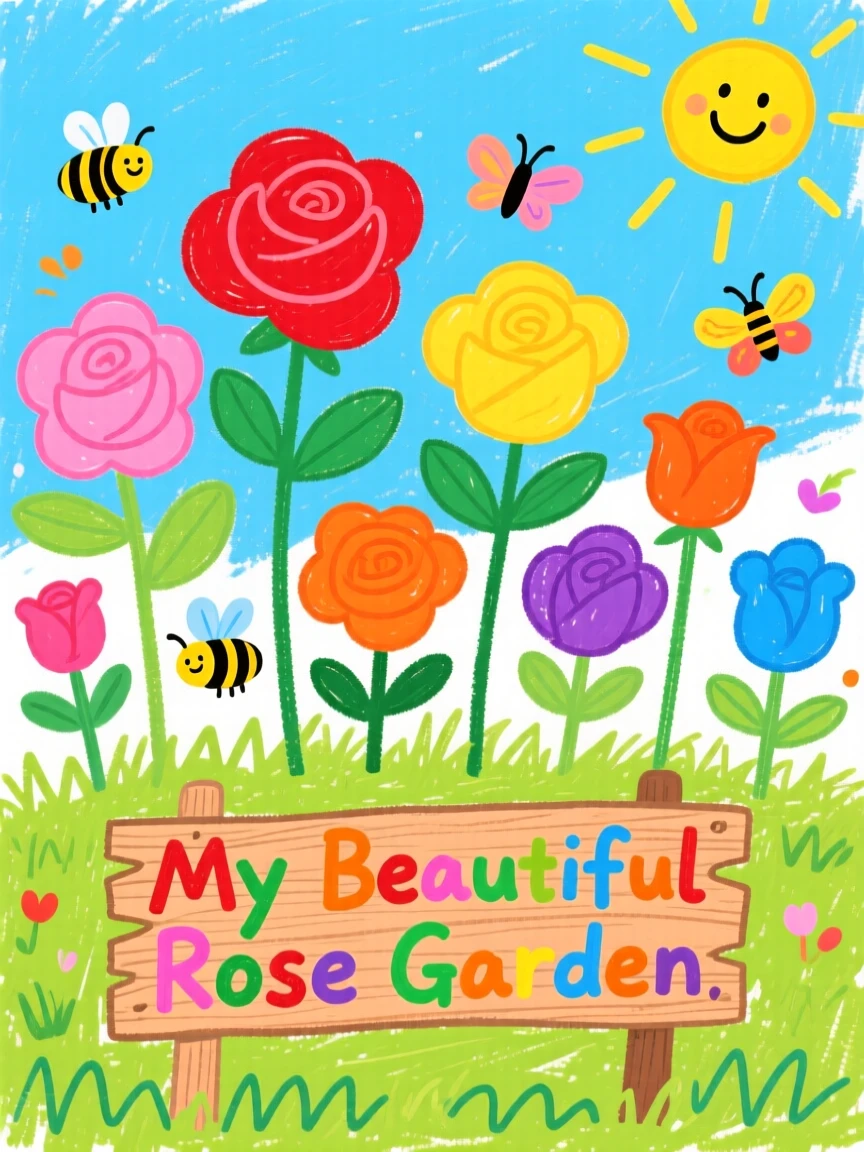 A garden bursting with roses of every color.