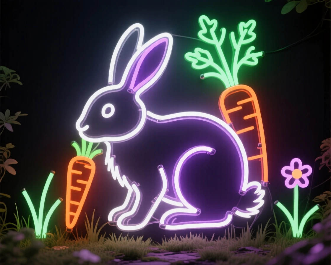 a rabbit with floppy ears nibbling a carrot in a quiet backyard garden.
