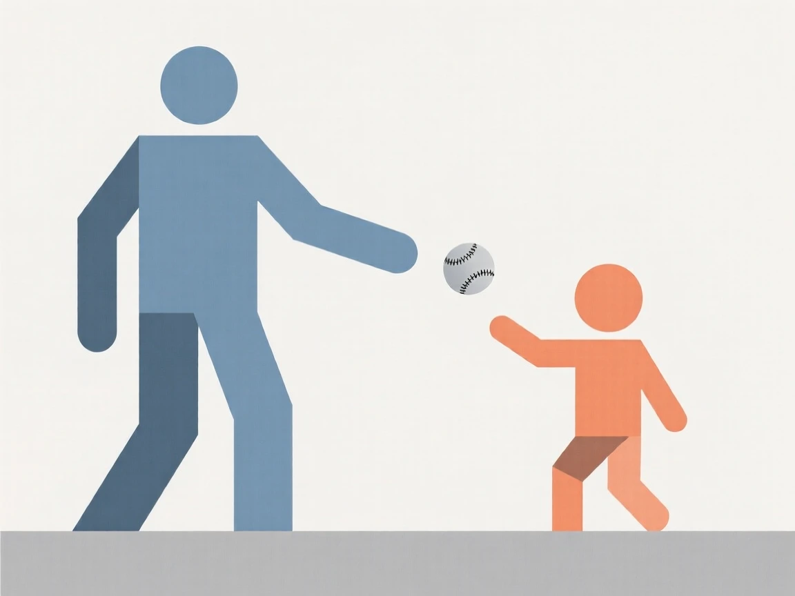 A father teaching his child to play catch