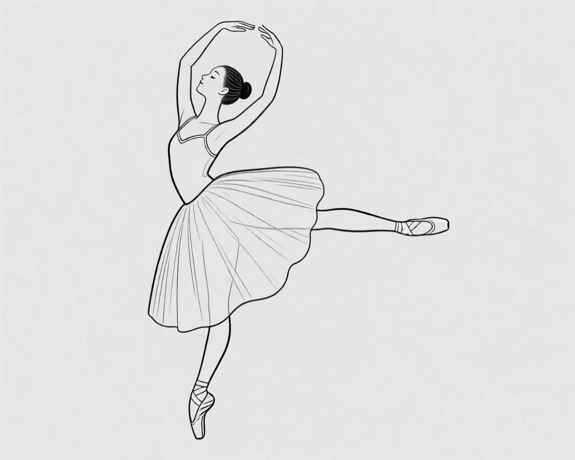 A ballerina mid-pose captured in graceful movement