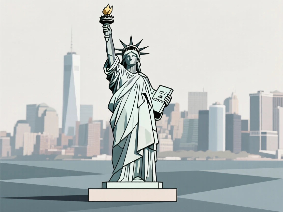 The Statue of Liberty standing in New York Harbor