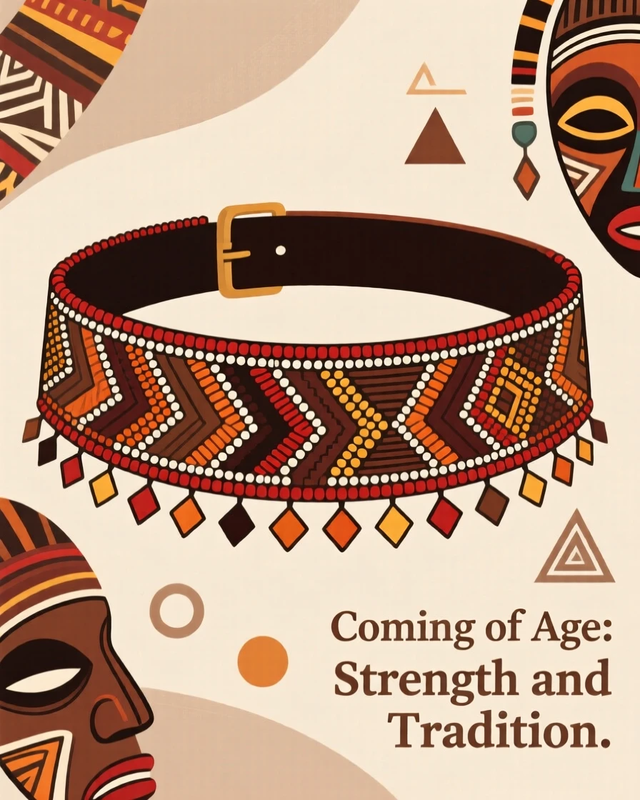 A beaded waist belt prepared carefully for a coming-of-age ceremony.