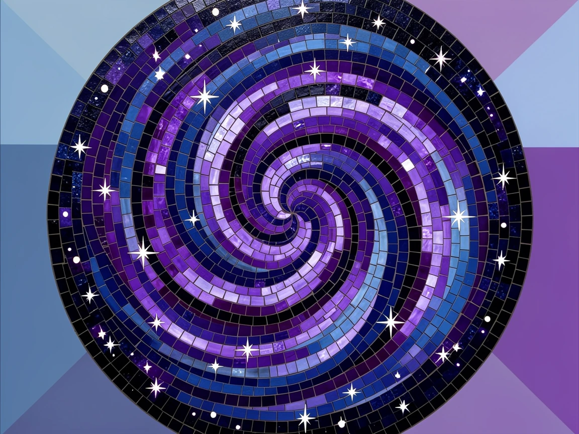 A swirling purple and blue nebula scattered with distant stars, rendered in vivid deep color with luminous detail.