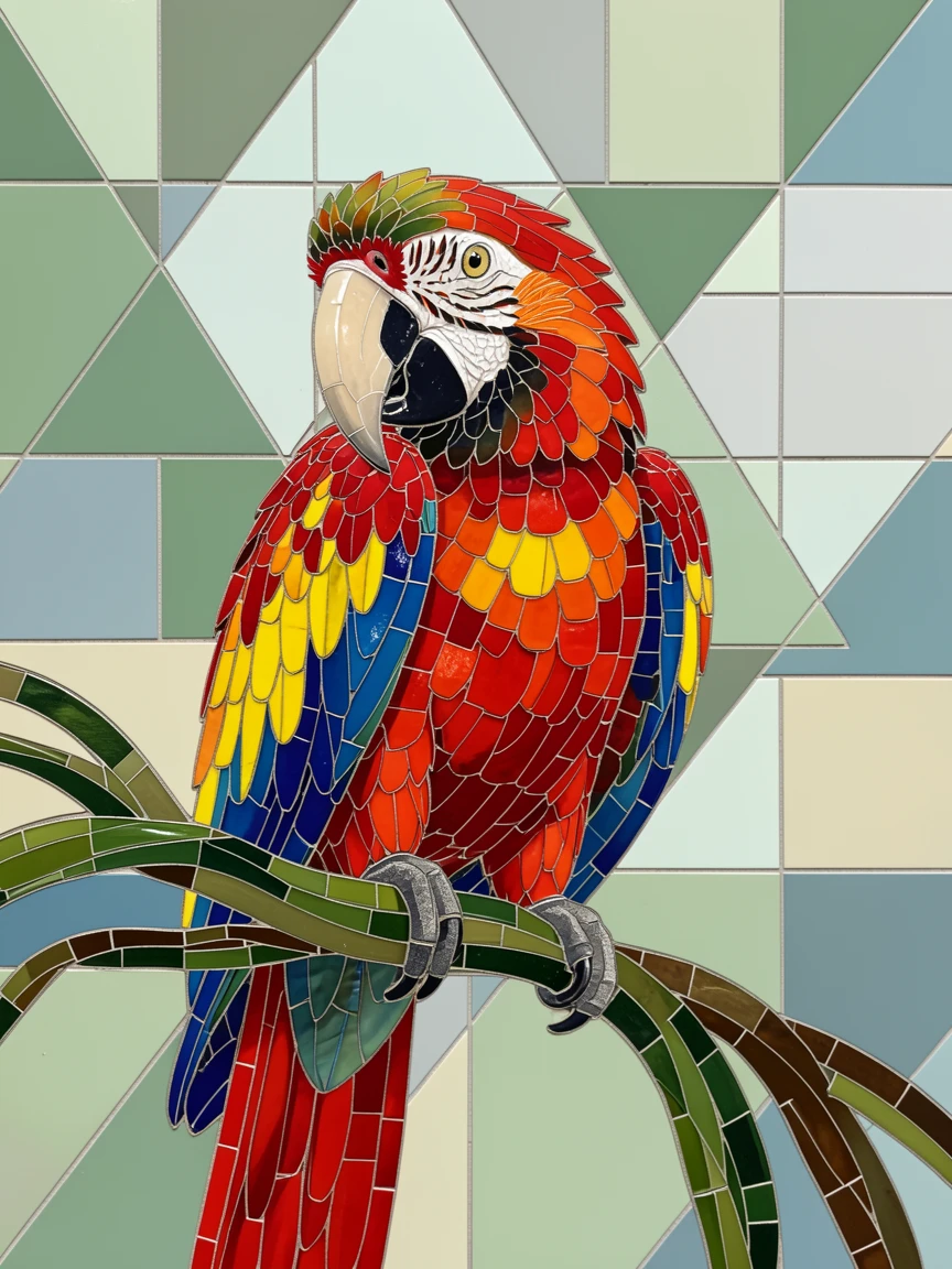 A close-up portrait of a scarlet macaw perched on a jungle vine, showing rich fur or feather detail and expressive eyes.