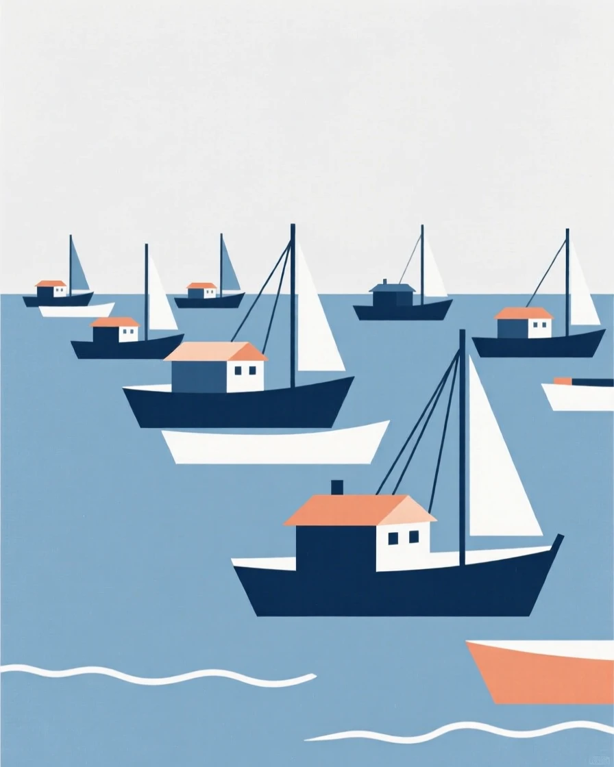 A bustling harbor filled with fishing boats