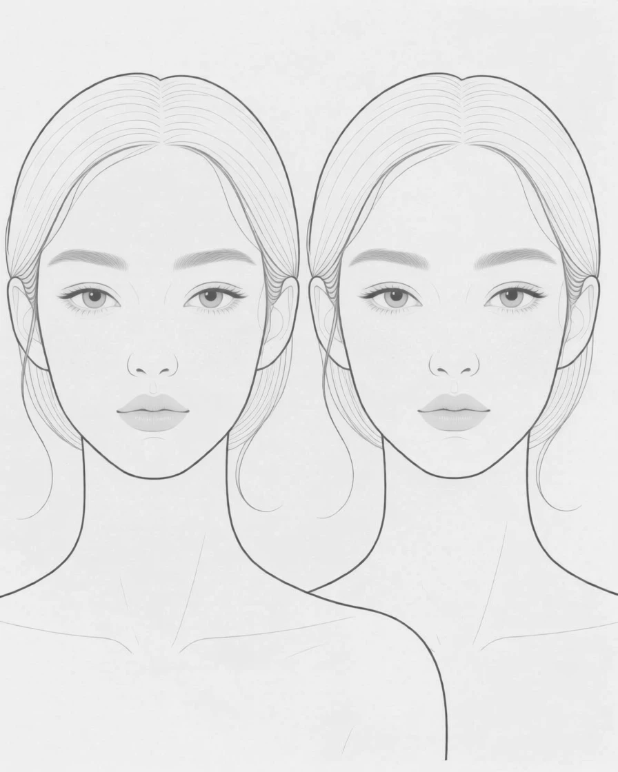 A portrait of twins with matching expressions
