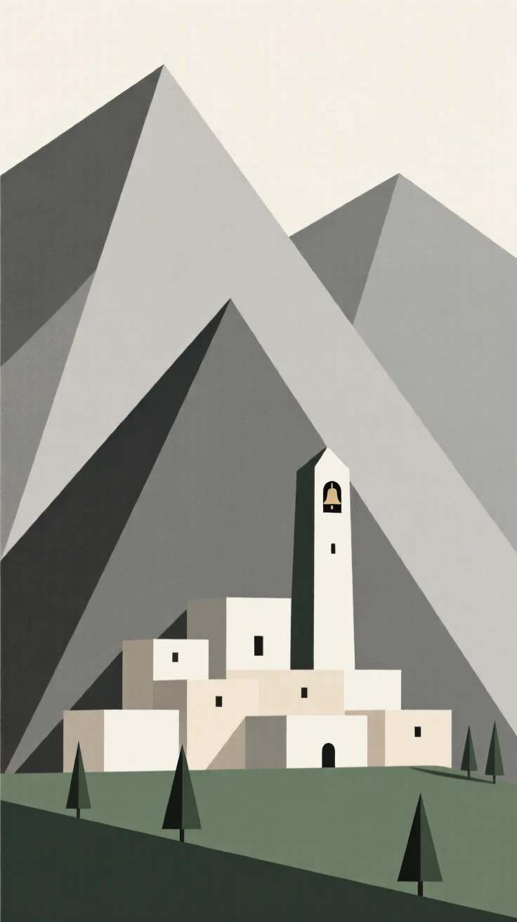 A remote monastery built into a mountainside