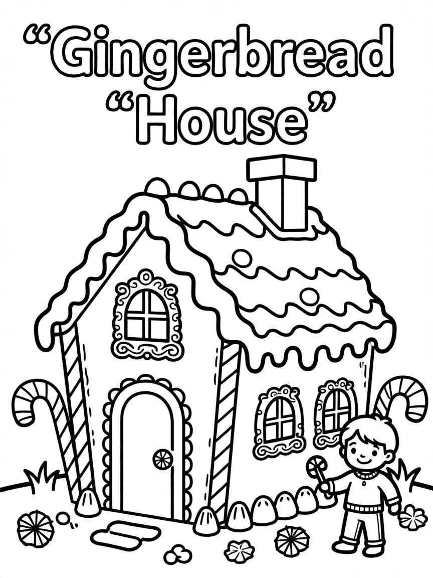 A gingerbread house decorated with candy and icing