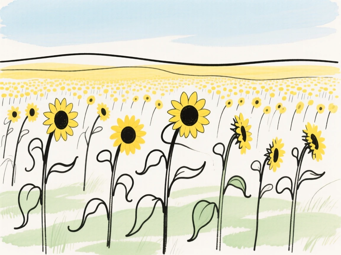 A sunflower field stretching to the horizon
