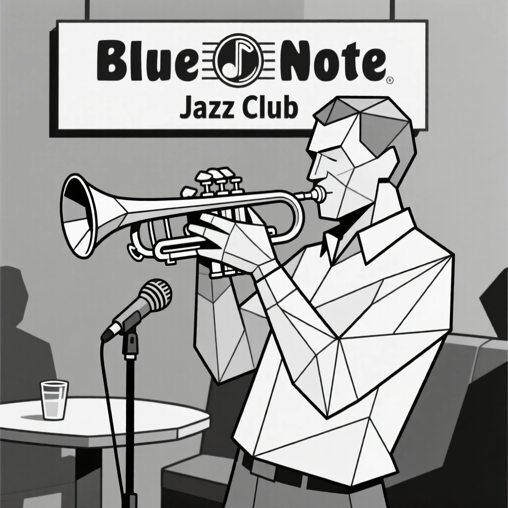 A trumpet player performing a solo in a jazz club