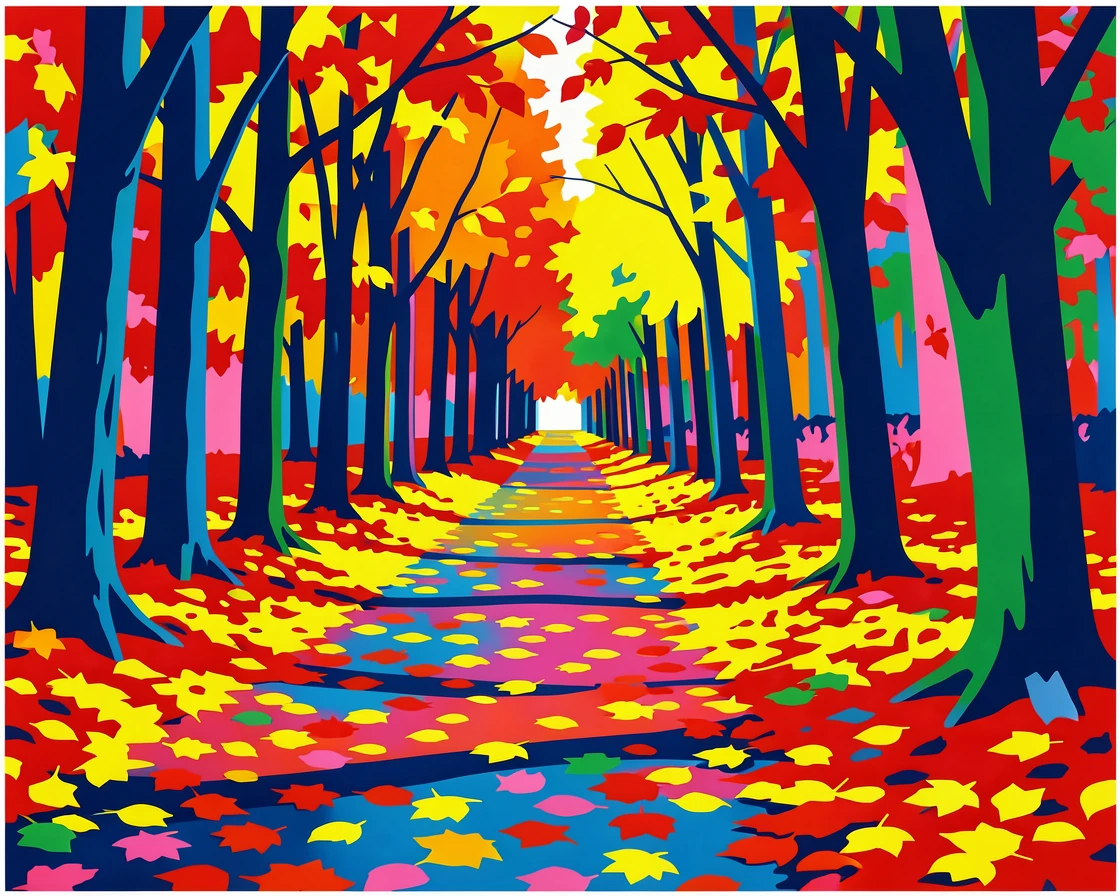 Autumn forest path covered in fallen leaves