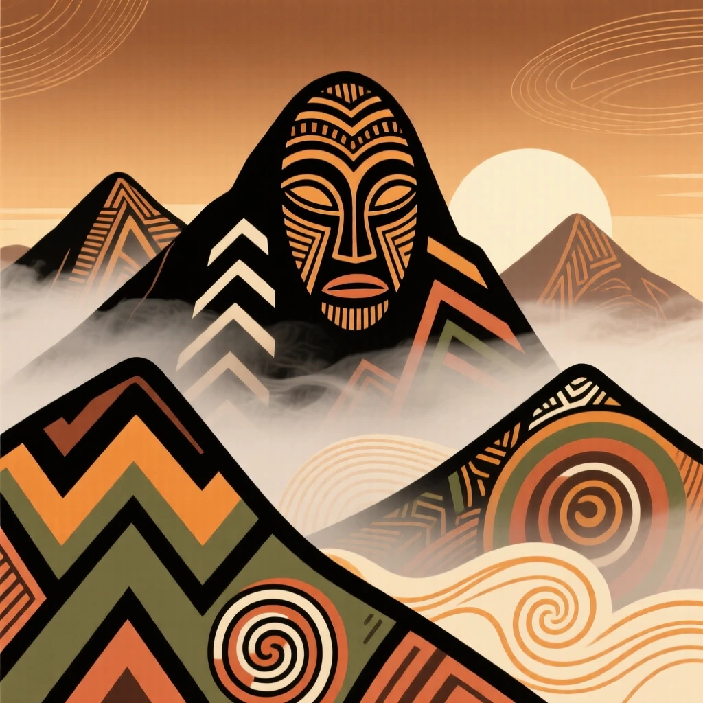A mist-covered mountain range at first light.
