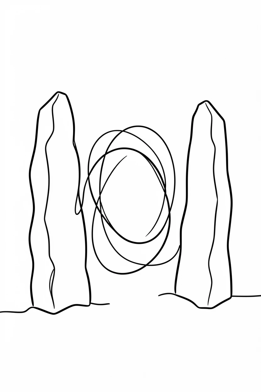 A magical portal glowing between two ancient standing stones