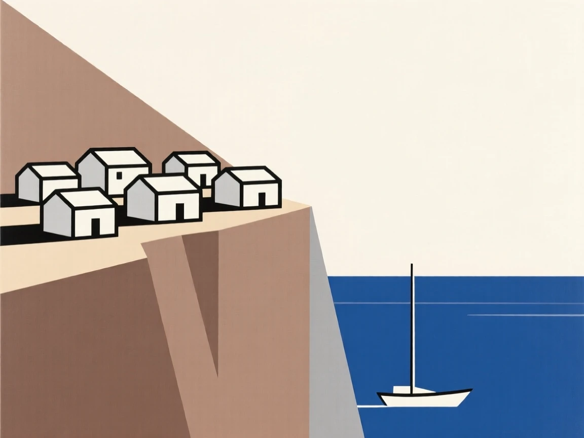 A cliffside village overlooking the ocean