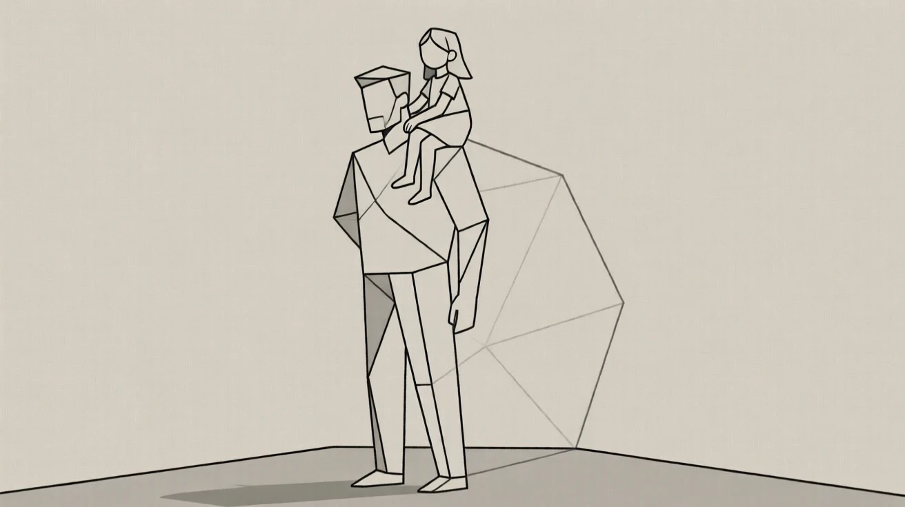 A father carrying his daughter on his shoulders