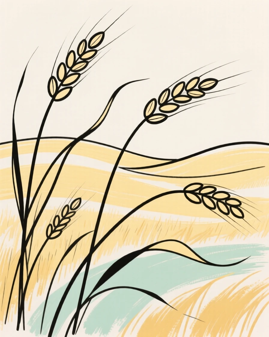 A wheat field swaying in the breeze