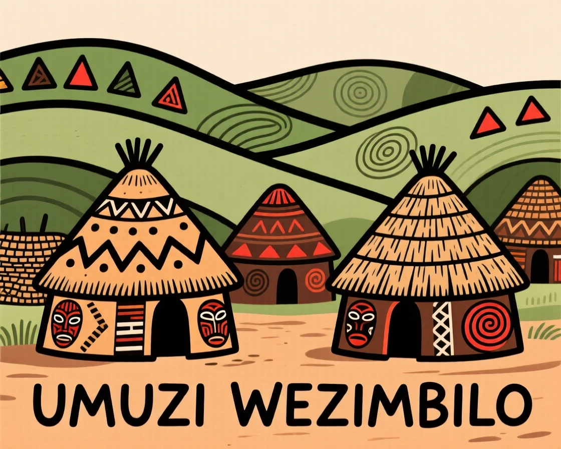 A village of beehive-shaped huts nestled in green hills.