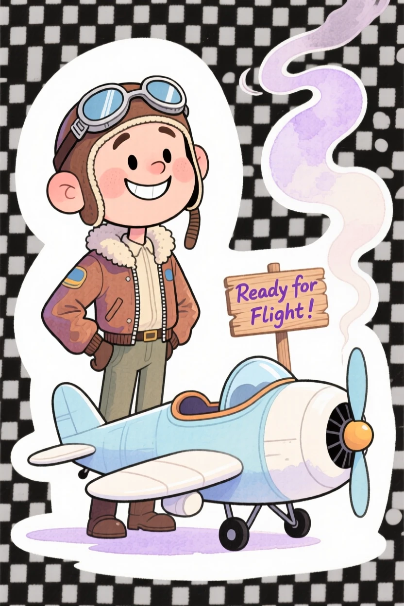 A pilot standing proudly beside their finished creation