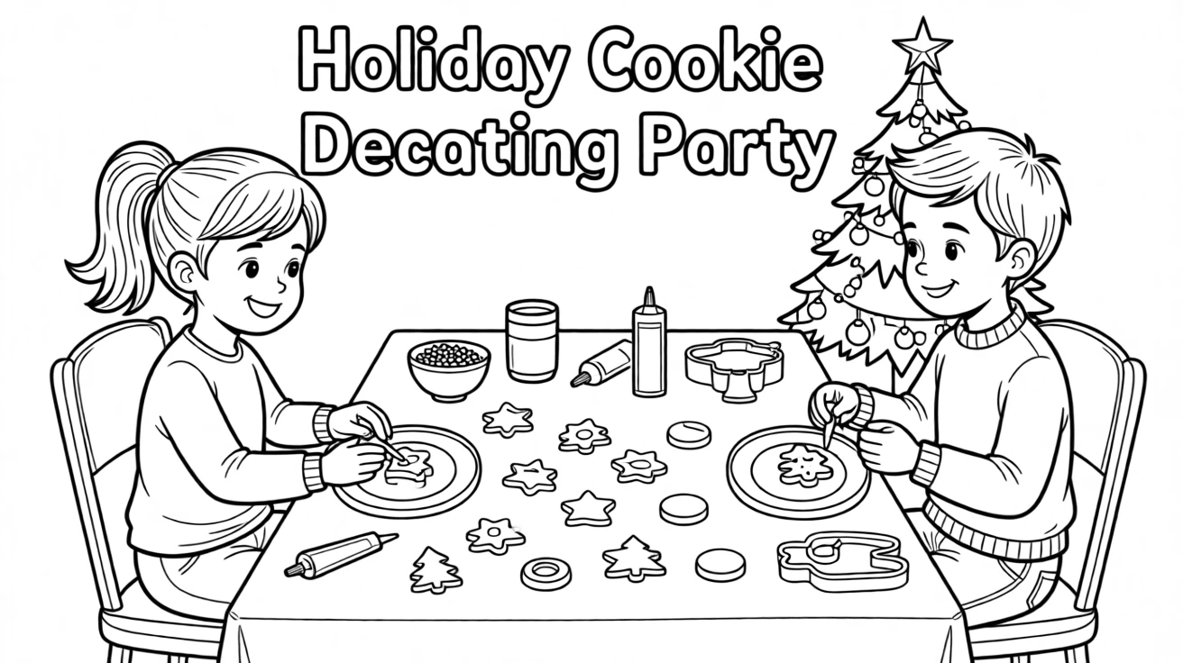 Children decorating cookies together for a holiday party