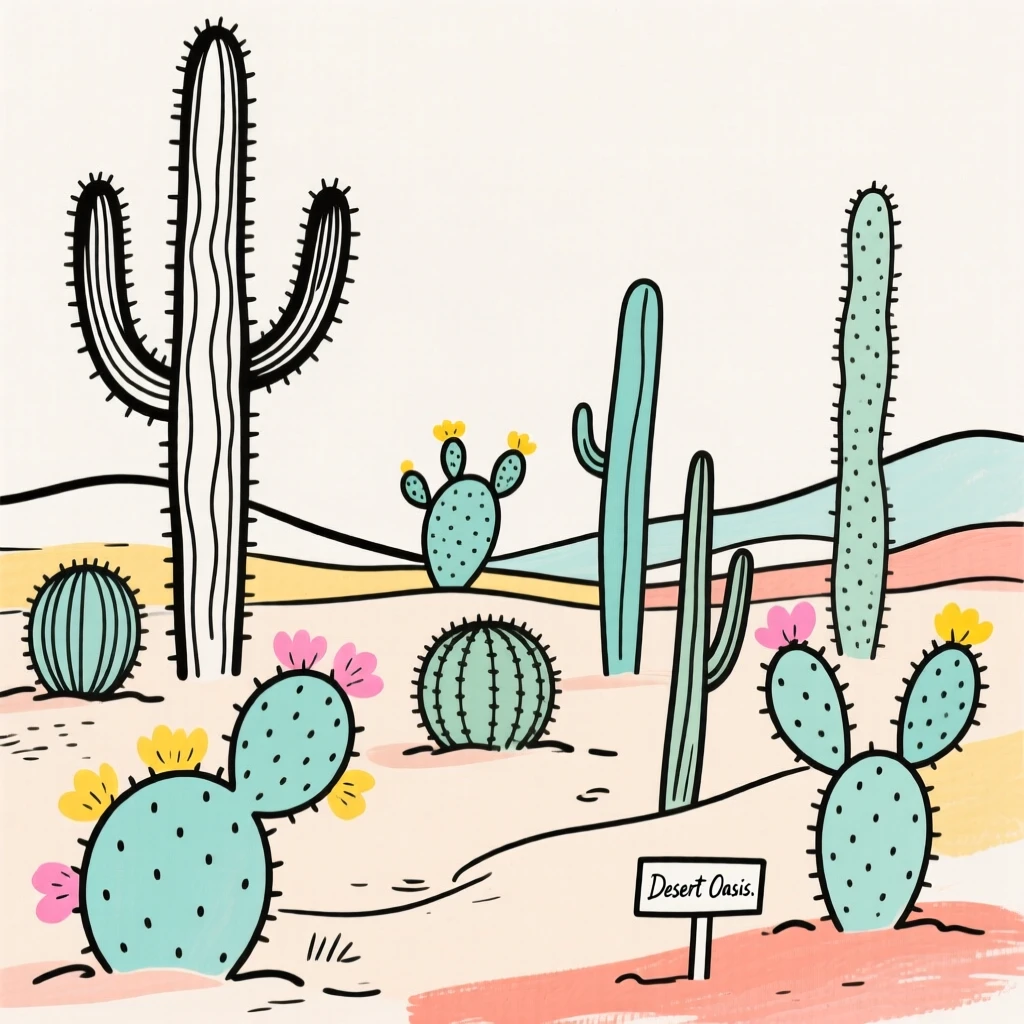 A cactus garden in the desert