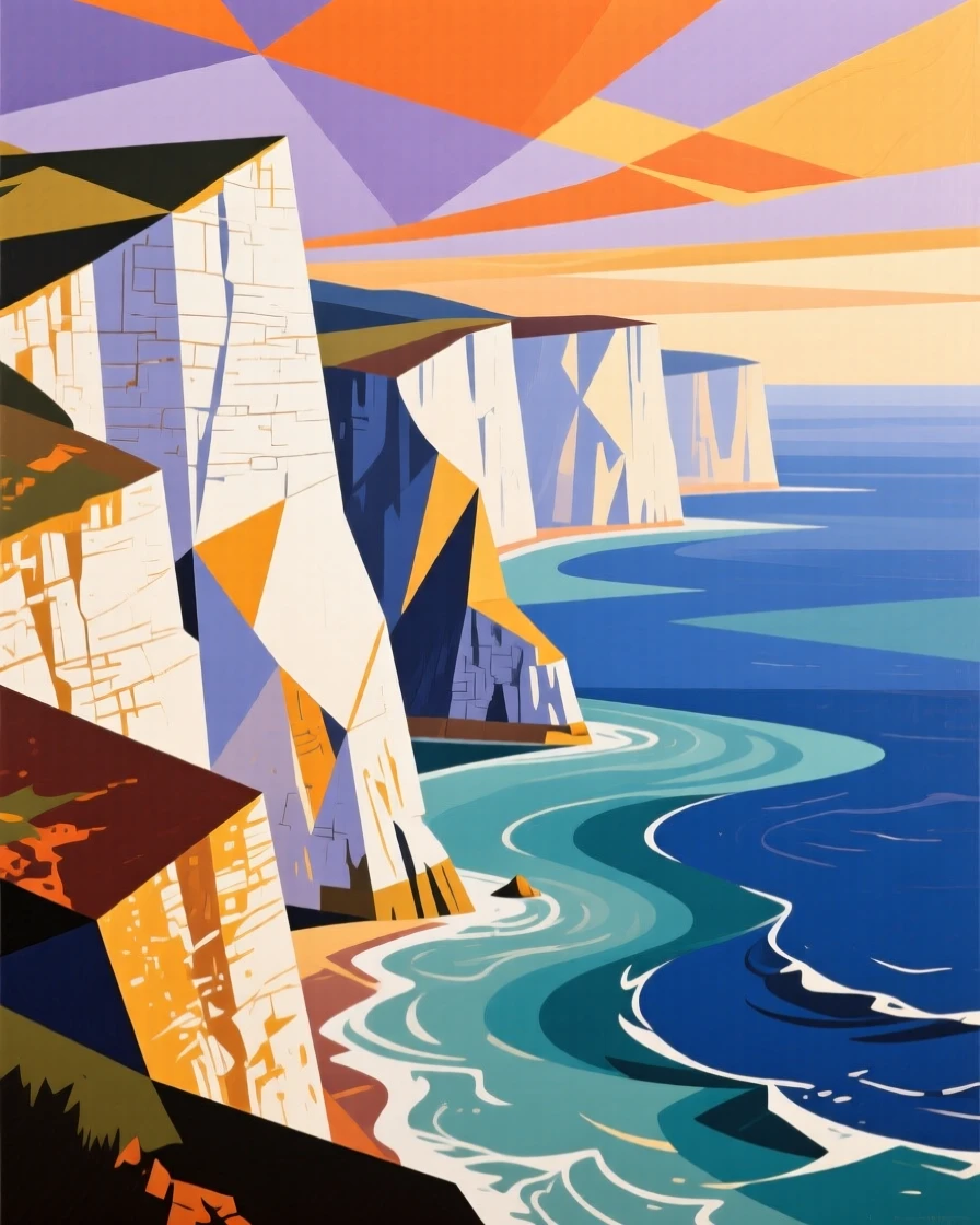 A breathtaking view of the cliffs of Dover, bathed in warm afternoon light.