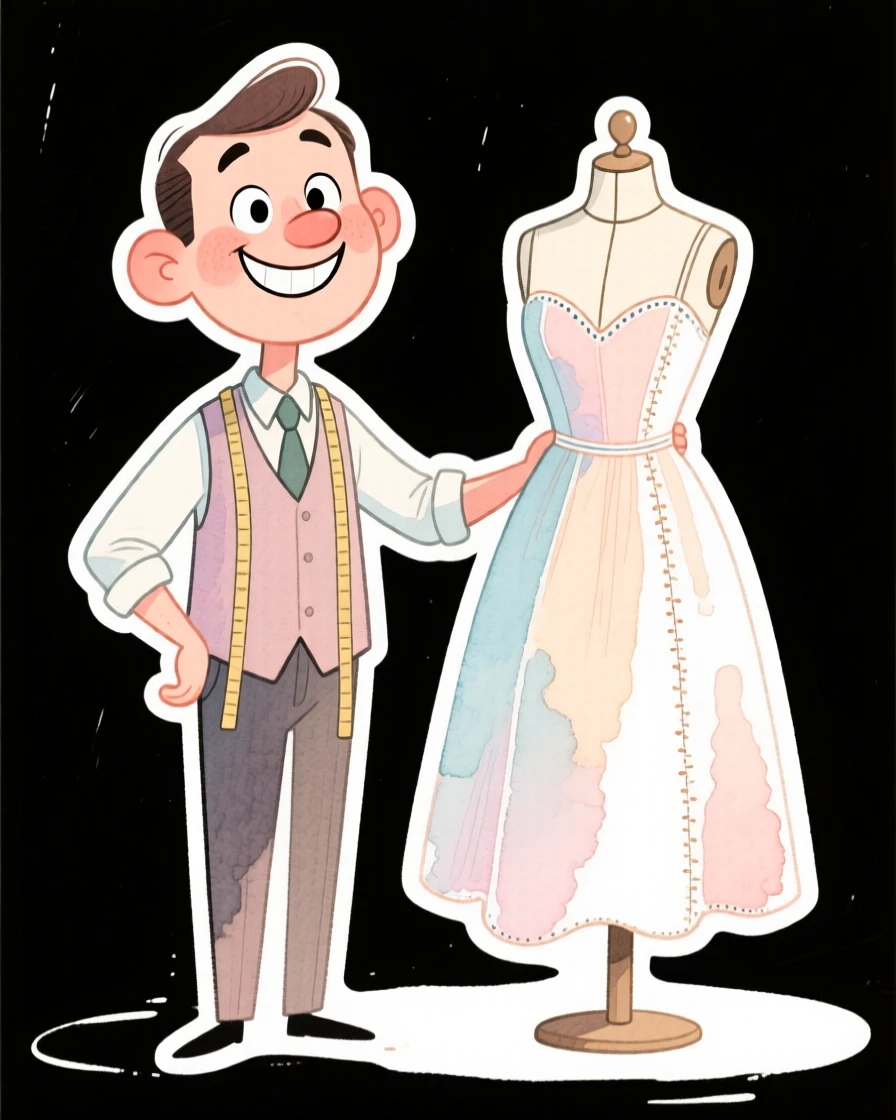 A tailor standing proudly beside their finished creation