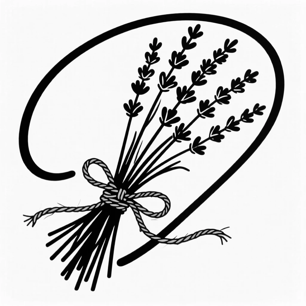 A bundle of dried lavender tied together with twine.