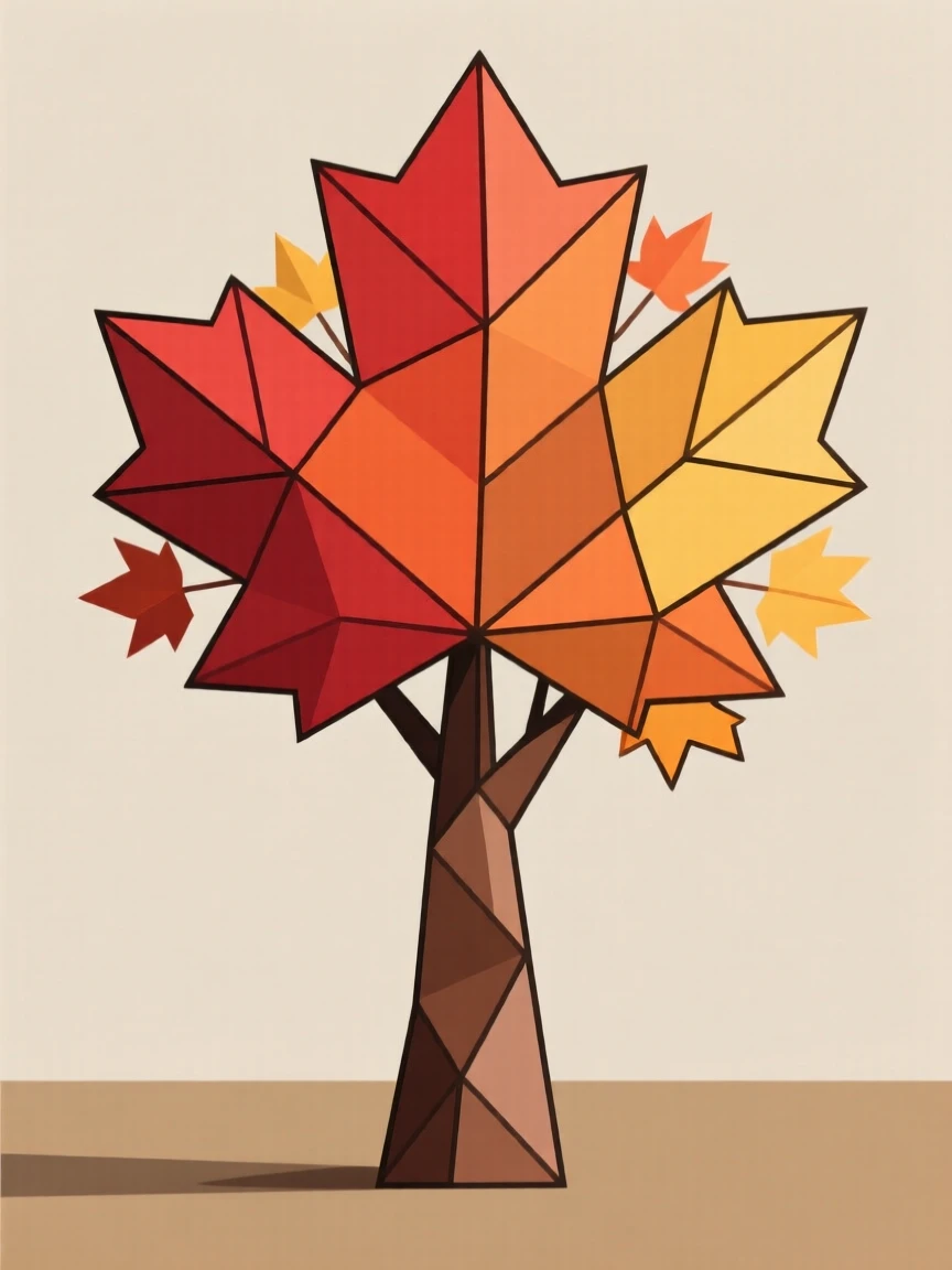 A maple tree with vivid autumn foliage