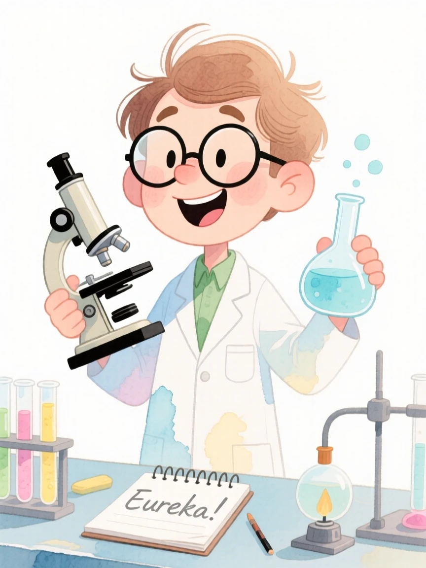 A scientist posing with the instruments of their craft