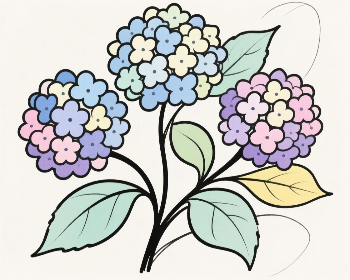 A hydrangea bush in full color