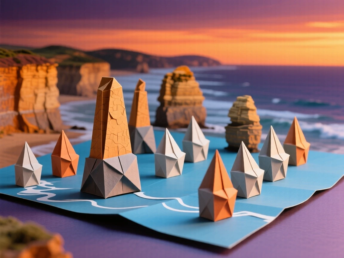 The Great Ocean Road's Twelve Apostles rock formations glowing at sunset.