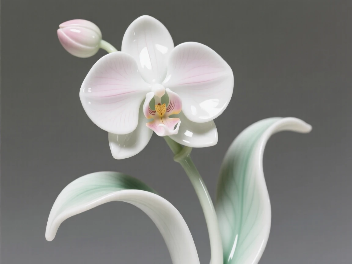 A single orchid in full, perfect bloom, glowing softly in gentle morning light.