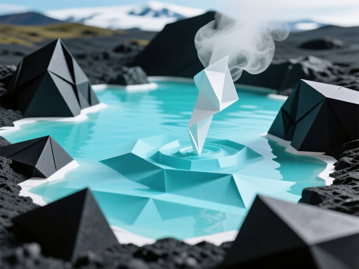 The Blue Lagoon's steaming turquoise waters surrounded by black volcanic rock in Iceland.